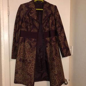 Reba maroon paisley dress coat size medium
